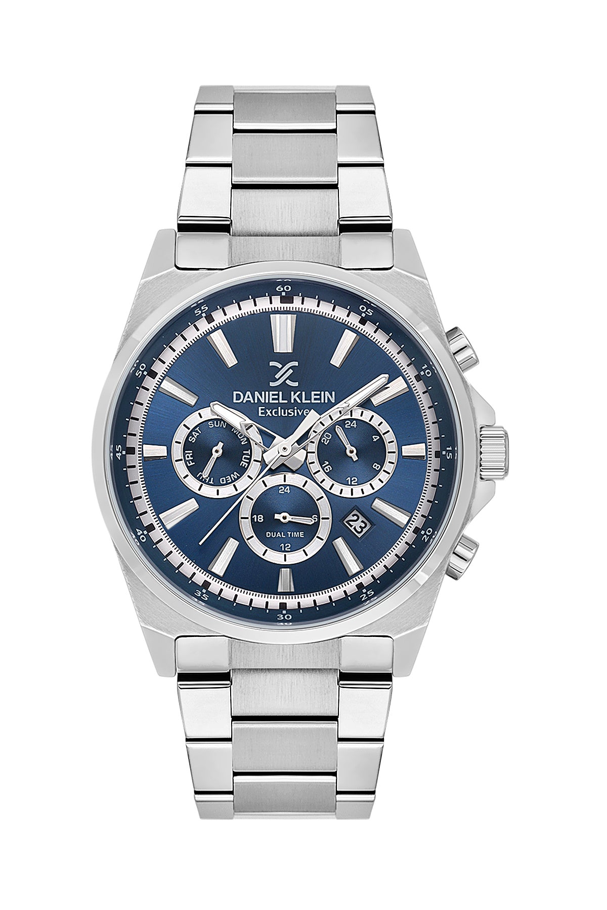 Men Royal Blue Dial Silver Chronograph Analogue Watch