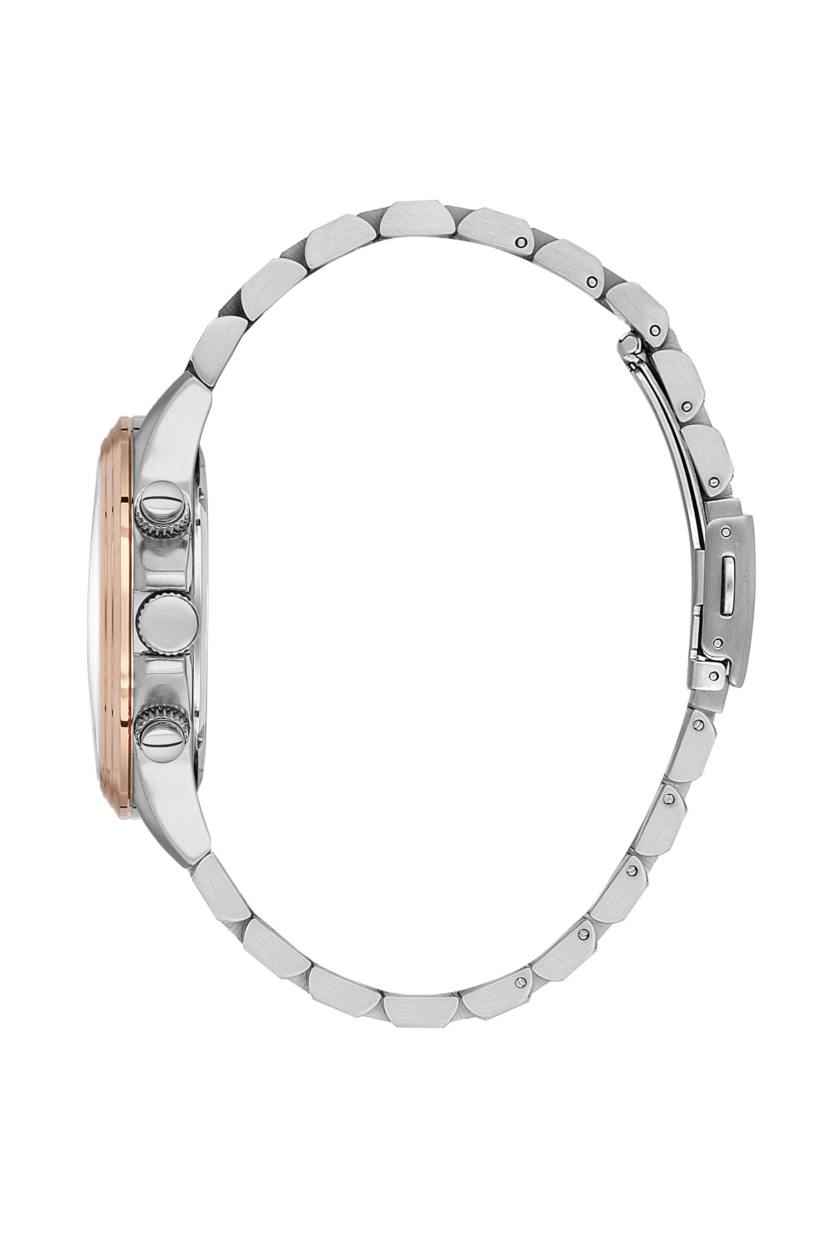Men Silver Dial Rose Gold & Silver Chronograph Analogue Watch