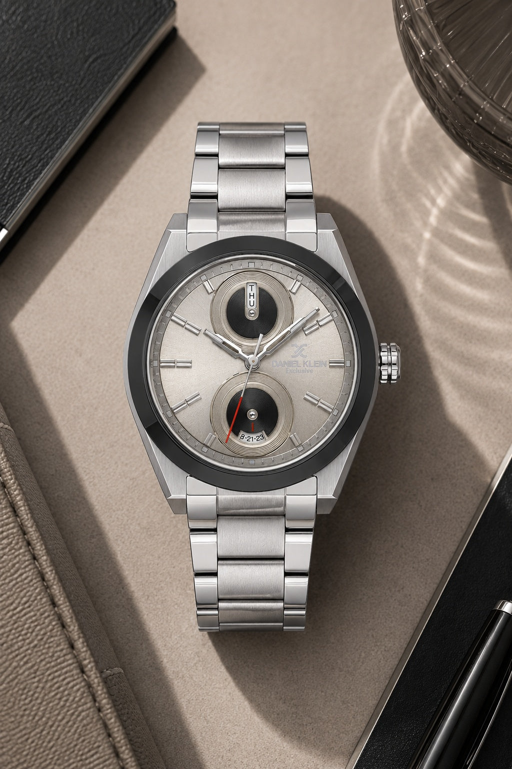 Men Grey Dial Silver Multifunction Analogue Watch