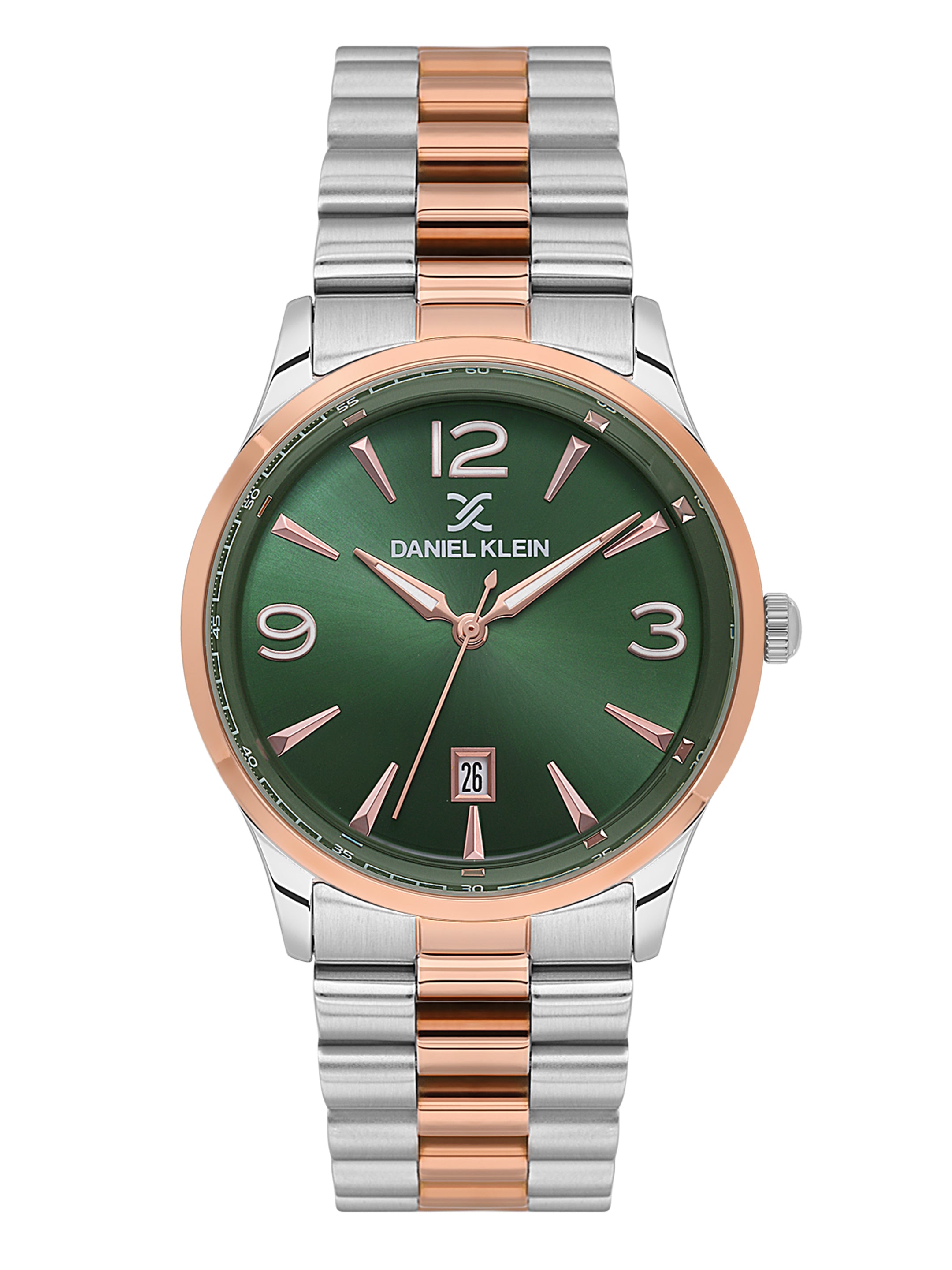 Daniel klein Dual-Tone IPS/IP Pink R.Gold Dark Green Sunray Dial Watch for Men DK.6.14033-5