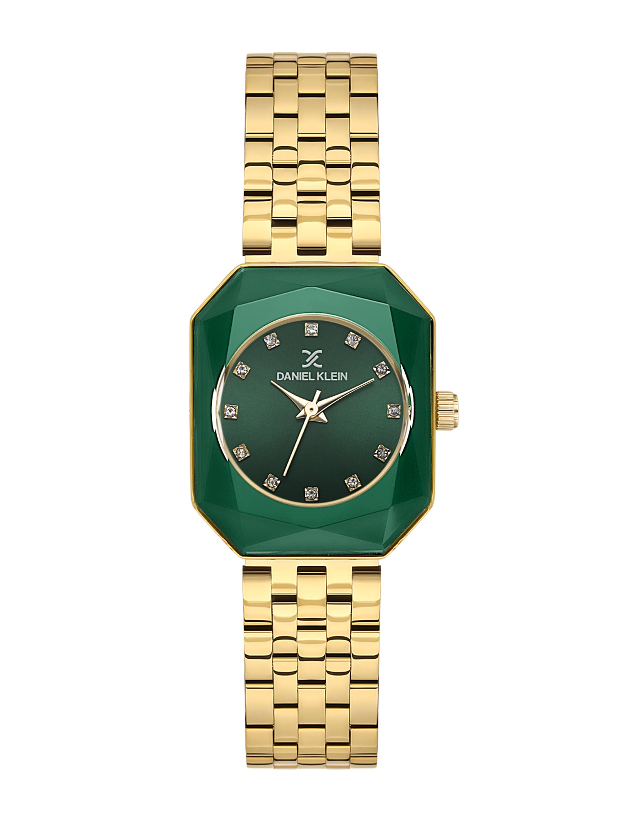 Daniel Klein Analog Dark Green Round Dial Gold/Green Case Gold Strap Quartz Water-Resistant Wrist Watch for Women Girls, Ladies DK.6.14182-4