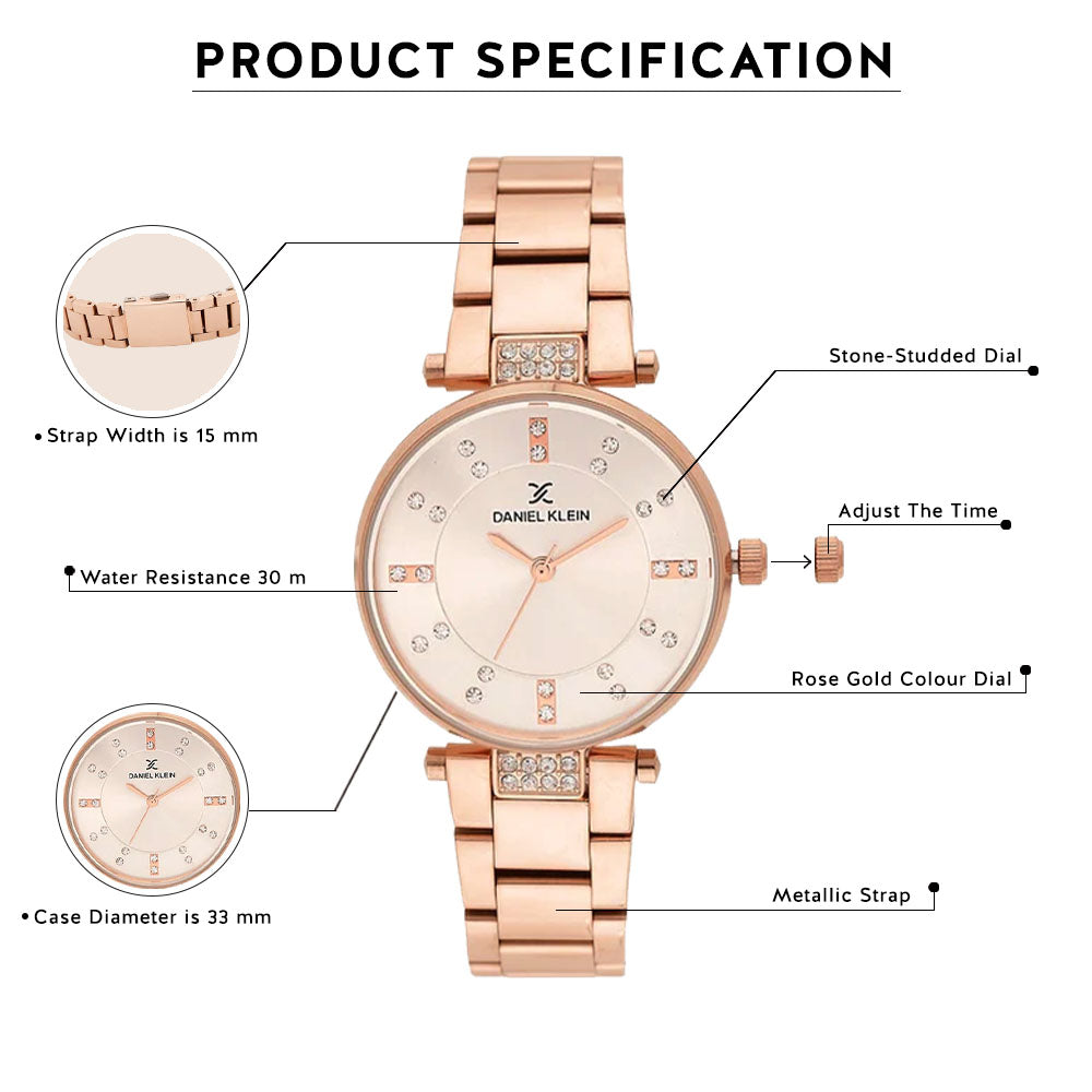Daniel Klein Premium Women Rose Gold Dial Watch