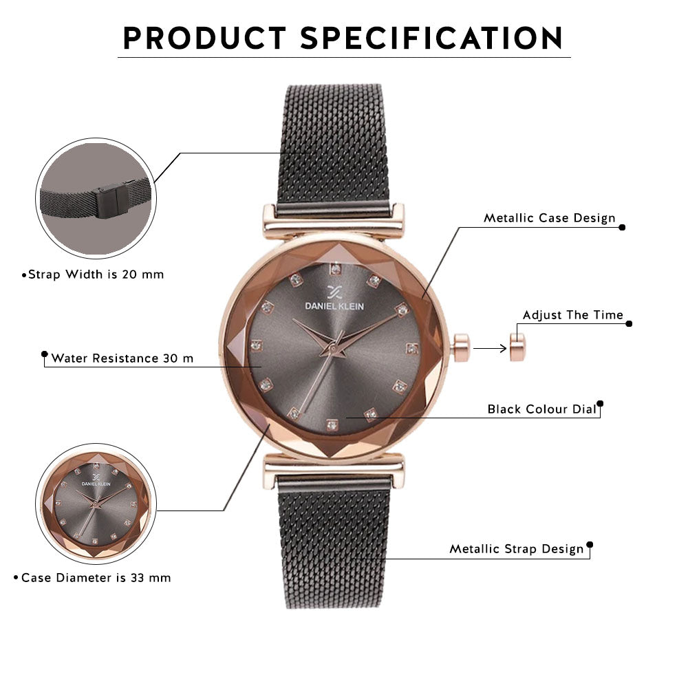 Daniel Klein Premium Women Black Dial Watch