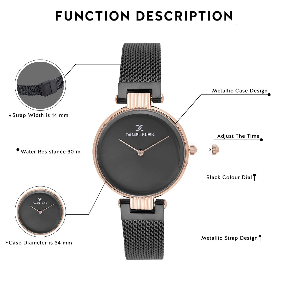 Daniel Klein Premium Women Black Dial Watch