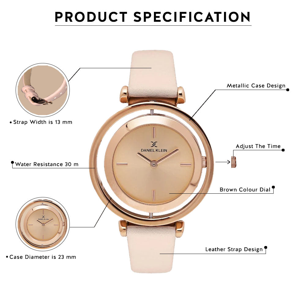 Daniel Klein Trendy Rose Gold Dial Watch
