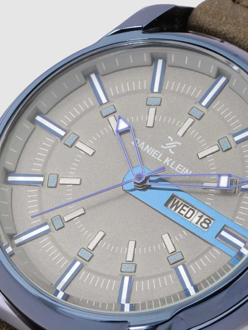 Daniel Klein Men Grey Leather Analogue Watch DK11599-6