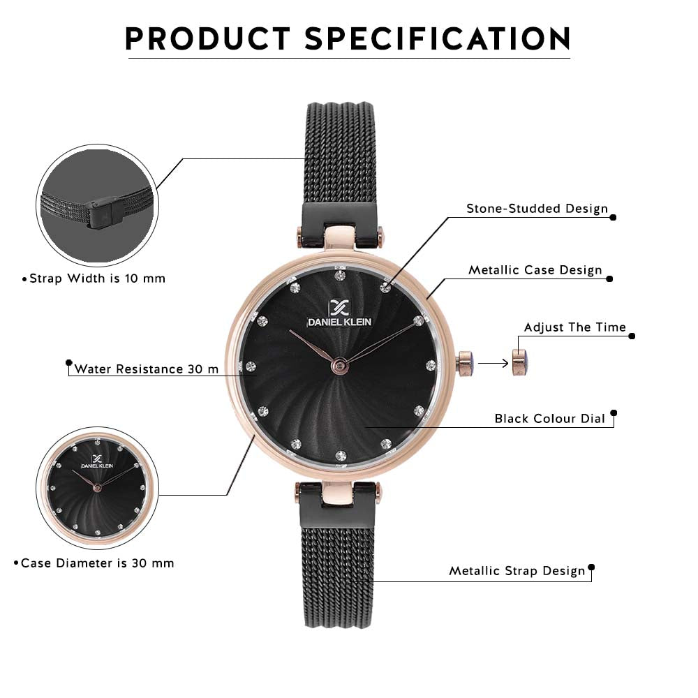 Daniel Klein Premium Women Black Dial Watch