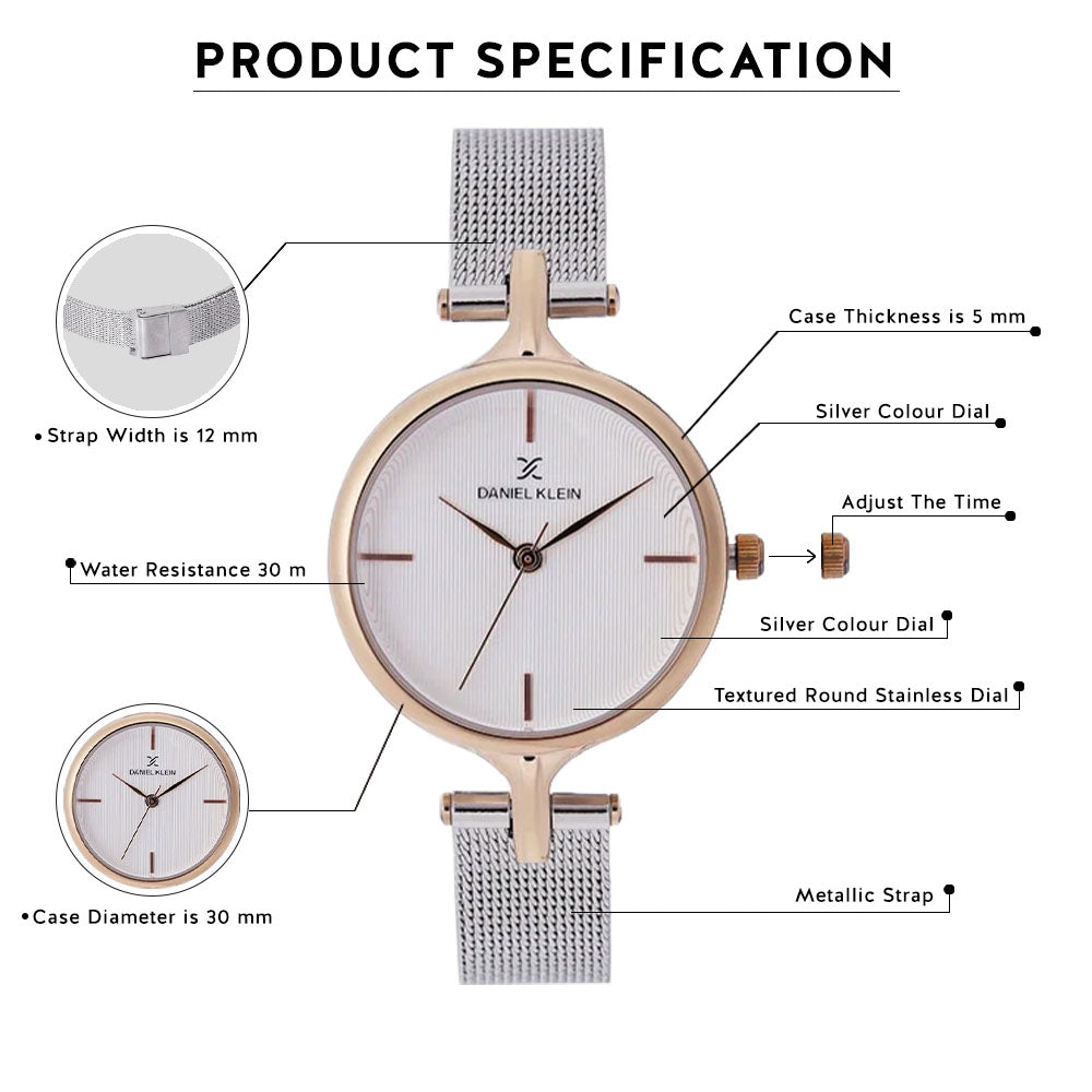 Daniel Klein Premium Women Silver Dial Watch