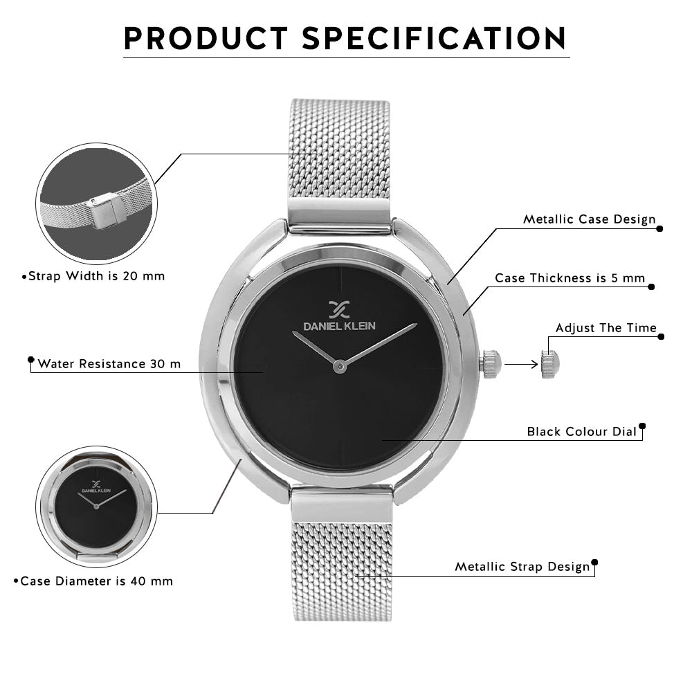 Daniel Klein Trendy Women Gun Black Dial Watch