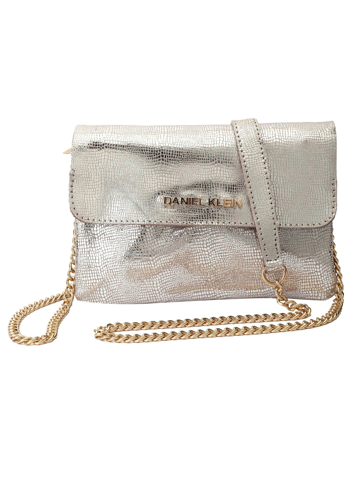 Daniel Klein Exclusive Genuien Leather Sleek Design Women Cross-Body Sling - Silver