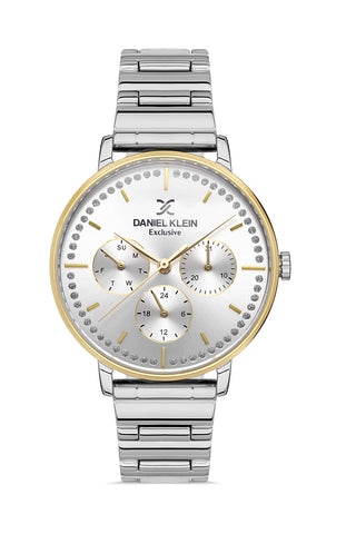 Daniel Klein Exclusive Women Silver - Sunray Brush Dial With Stone Watch