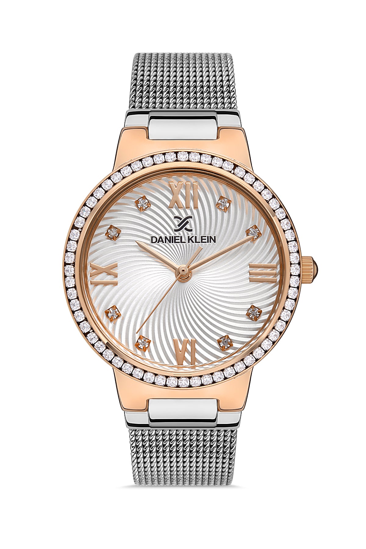 Daniel Klein Premium Women Silver Emboss Dial With Stone Watch