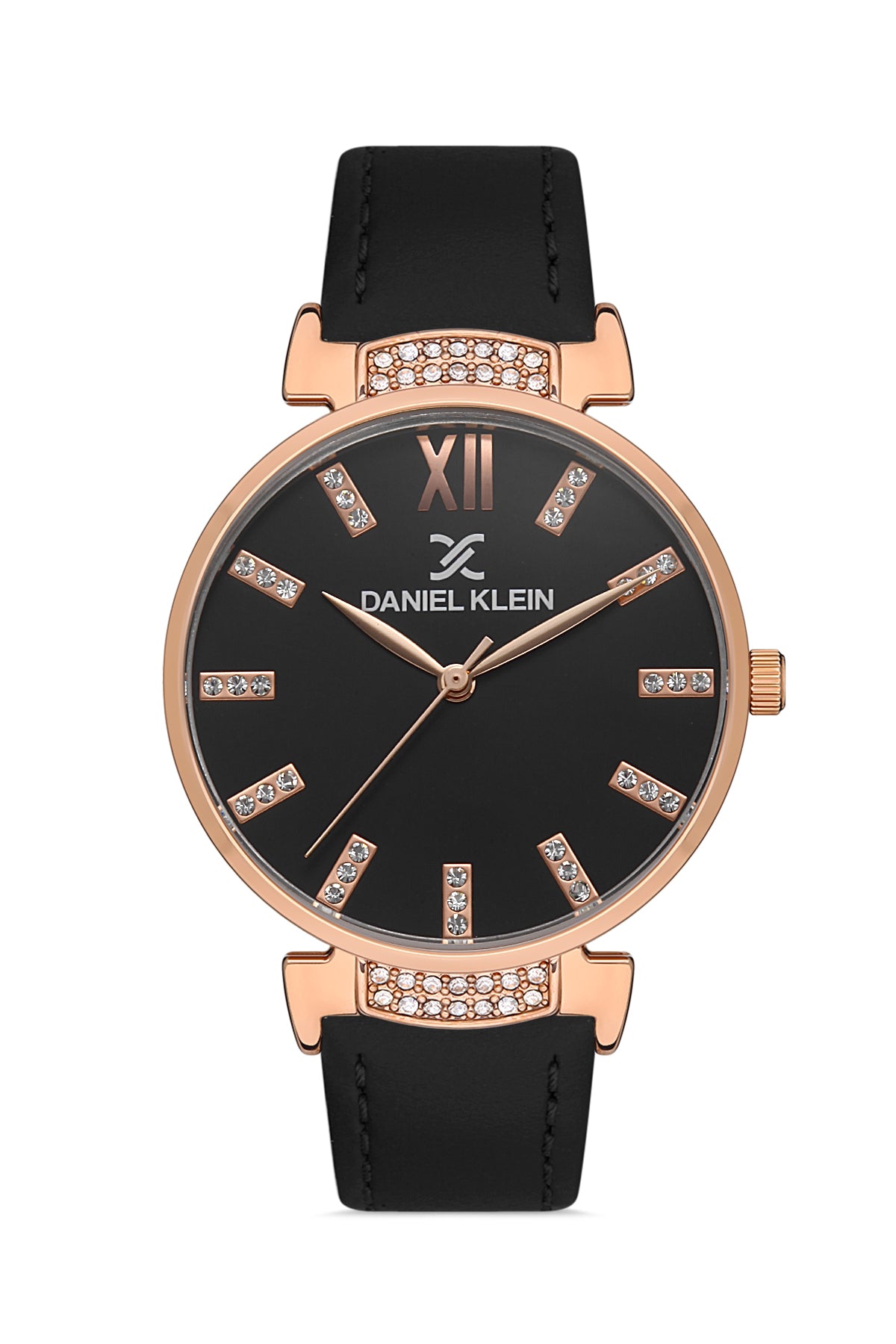 Daniel Klein Premium Women Gun Black - Sunray Brush Dial With Stone Watch