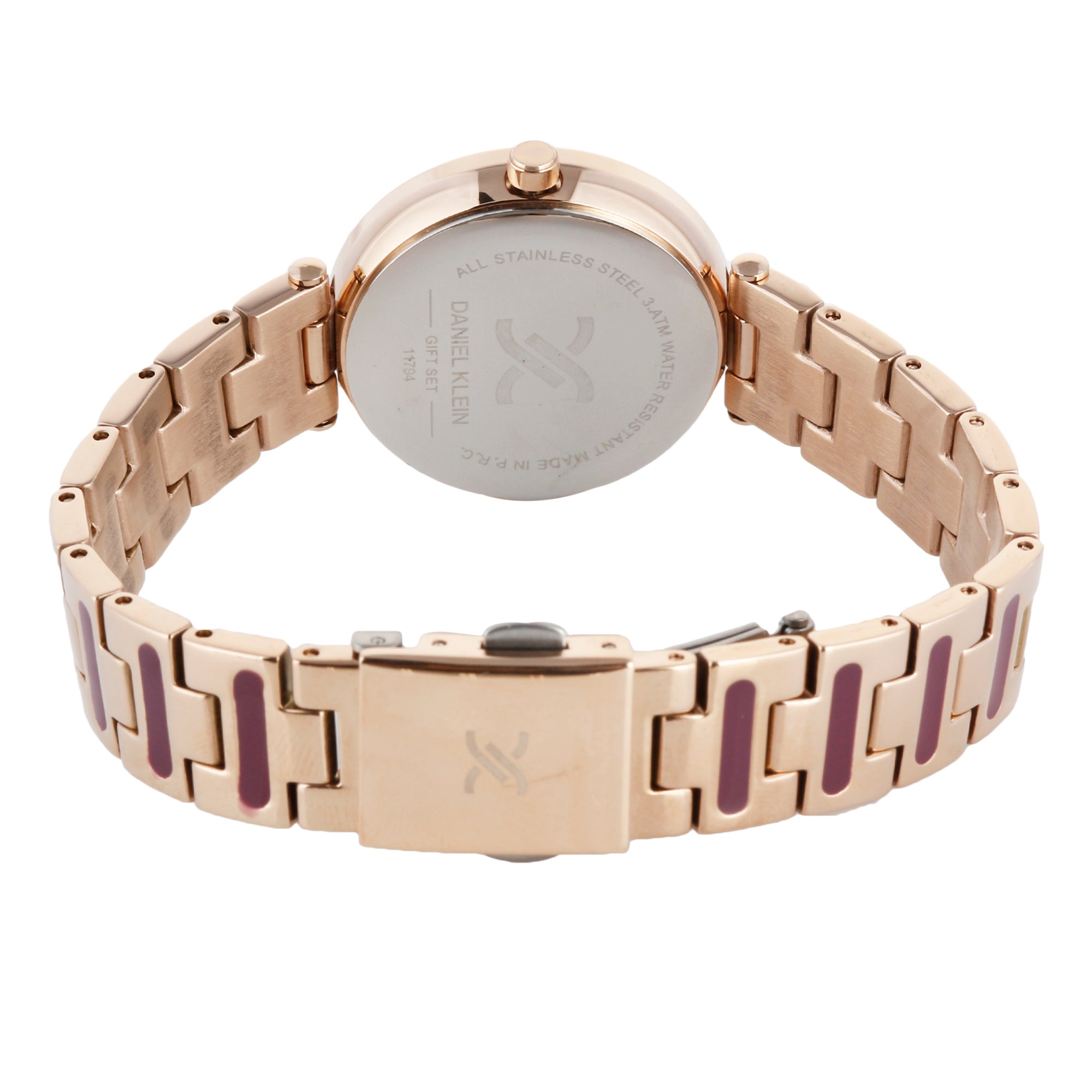 Daniel Klein Magenta Dial Gift Set Watch with Bracelet For Womens (Pack of 3)