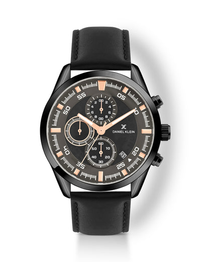Grey Dial with leather strap watch for men - DK.1.14291-3