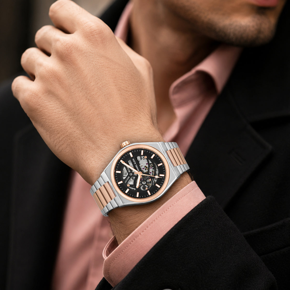 Daniel Klein Automatic Skeleton Dial Watch for Men
