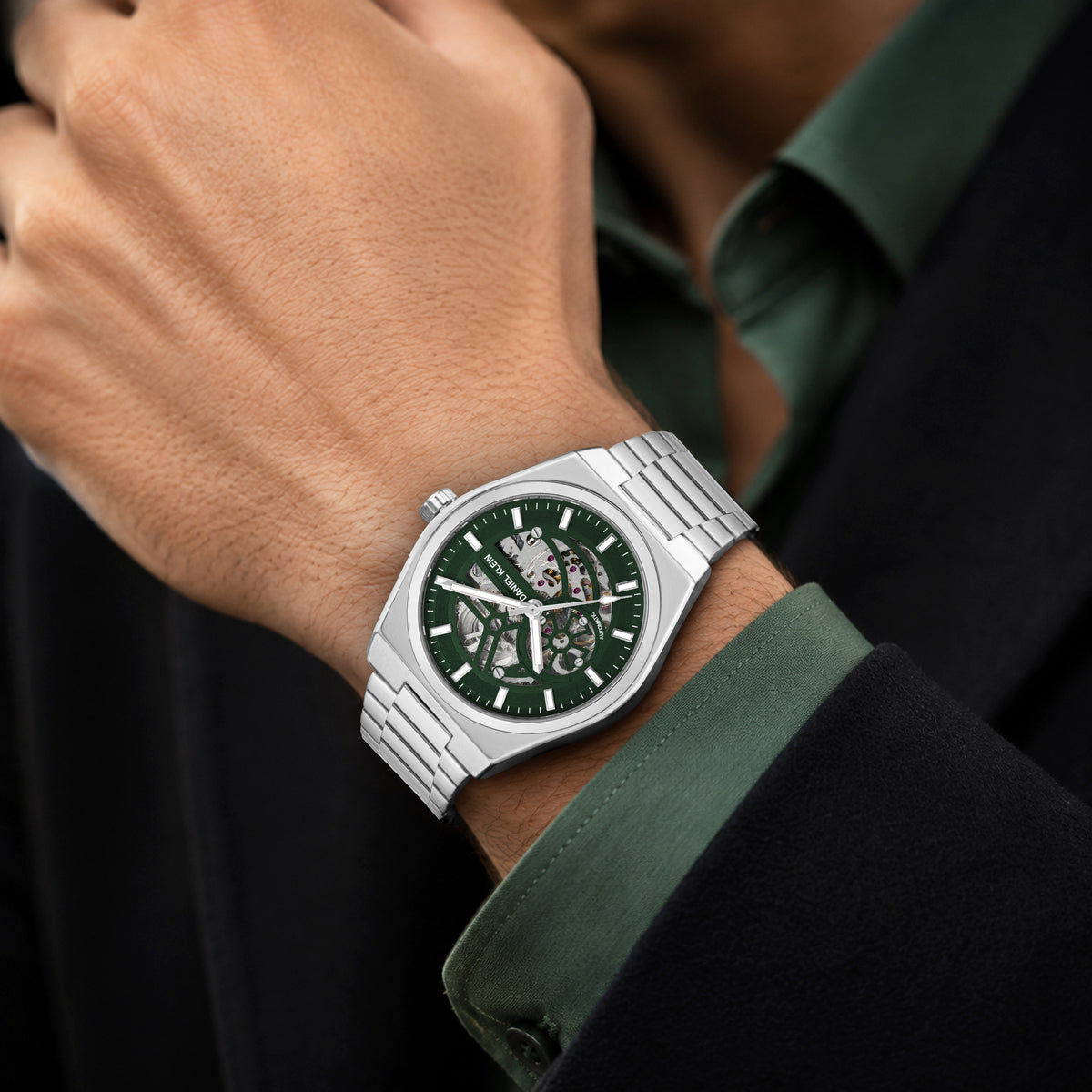 Daniel Klein Automatic Skeleton Dial Watch for Men