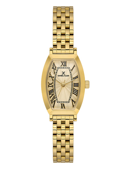 Daniel Klein Analog Silver Round Dial Gold Case Gold Strap Quartz Water-Resistant Wrist Watch for Women Girls, Ladies DK.1.14165-2