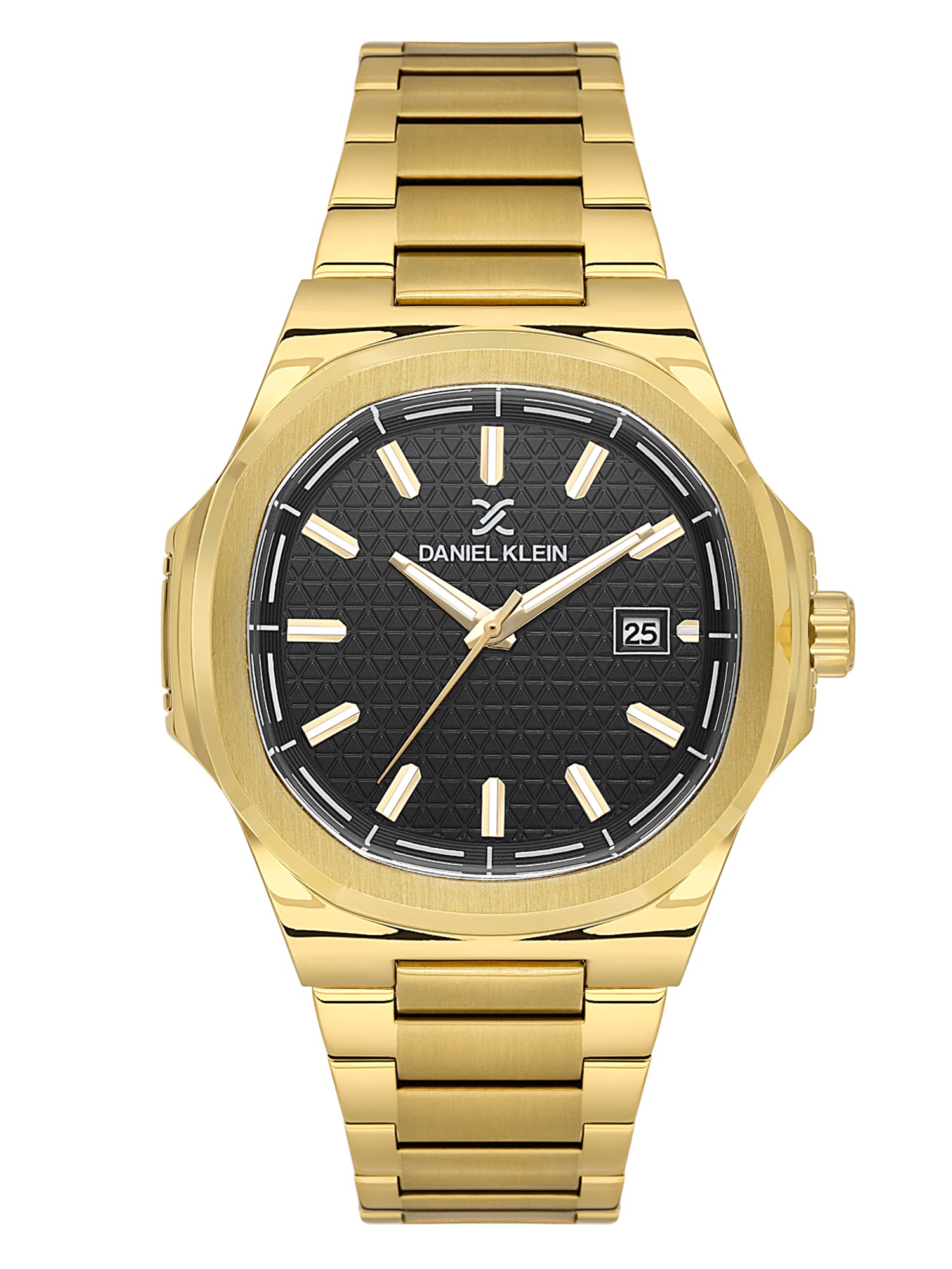 Daniel Klein Analog Black Round Dial Gold Case Gold Strap Quartz Water-Resistant Wrist Watch for Men Boys DK.1.14201-5