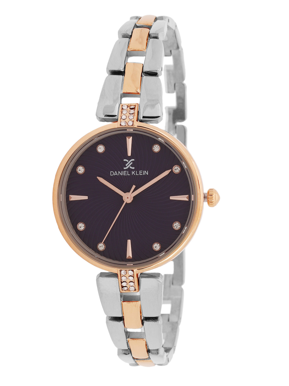 &quot;Daniel Klein Women’s Rose &amp; Silver Two-Tone Bracelet Watch – Bold Blue Dial, Premium Design &quot;
