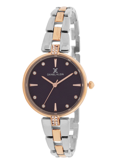 &quot;Daniel Klein Women’s Rose &amp; Silver Two-Tone Bracelet Watch – Bold Blue Dial, Premium Design &quot;