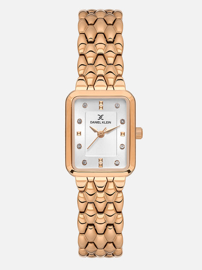 Daniel Klein Analog L.R.Gold Round Dial Pink Rose Gold Case Pink Rose Gold Strap Quartz Water-Resistant Wrist Watch for Women Girls, Ladies DK.1.14158-5