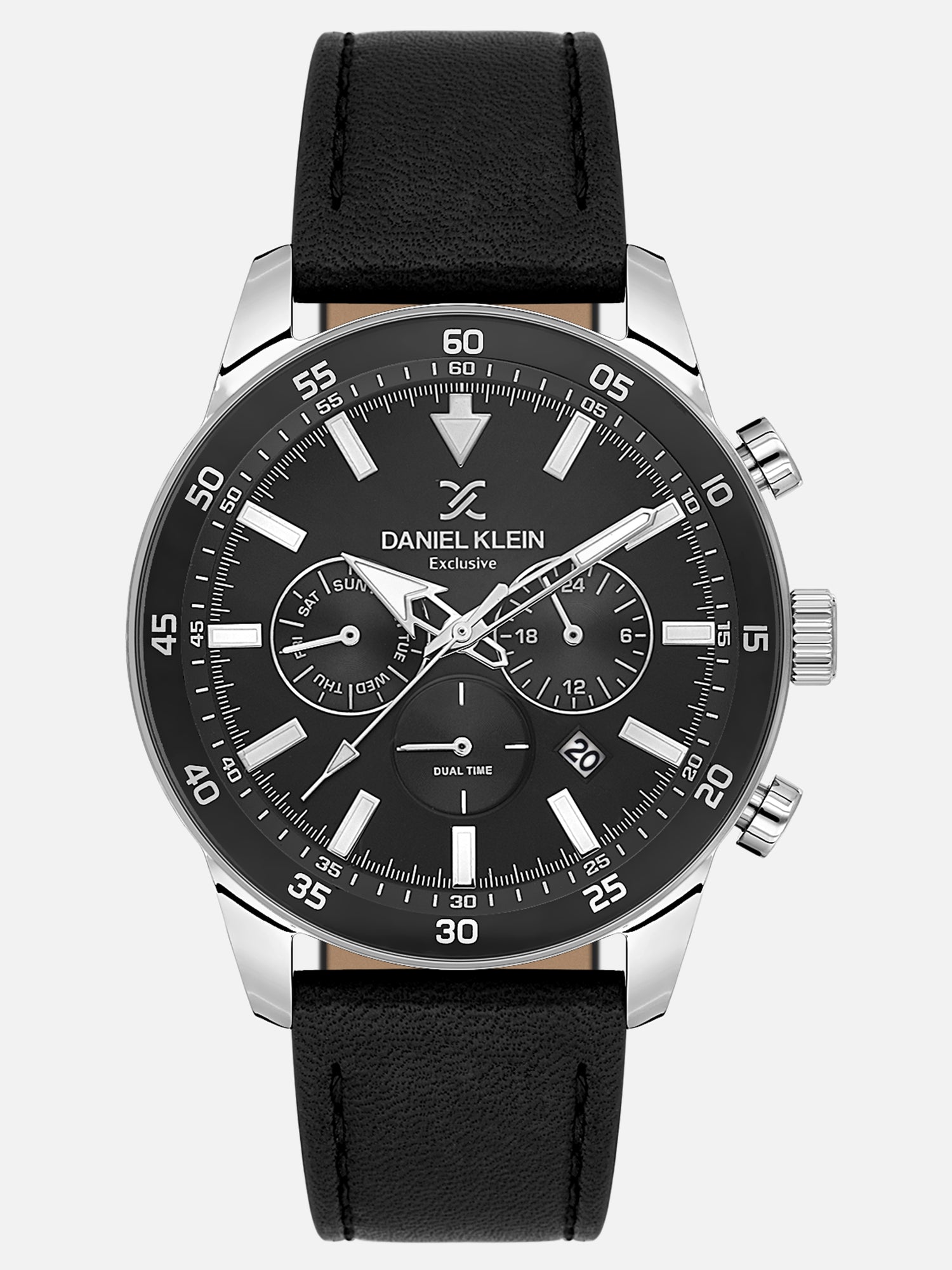Daniel Klein Analog Black Round Dial Silver Case Black Strap Quartz Water-Resistant Wrist Watch for Men Boys DK.1.14255-1