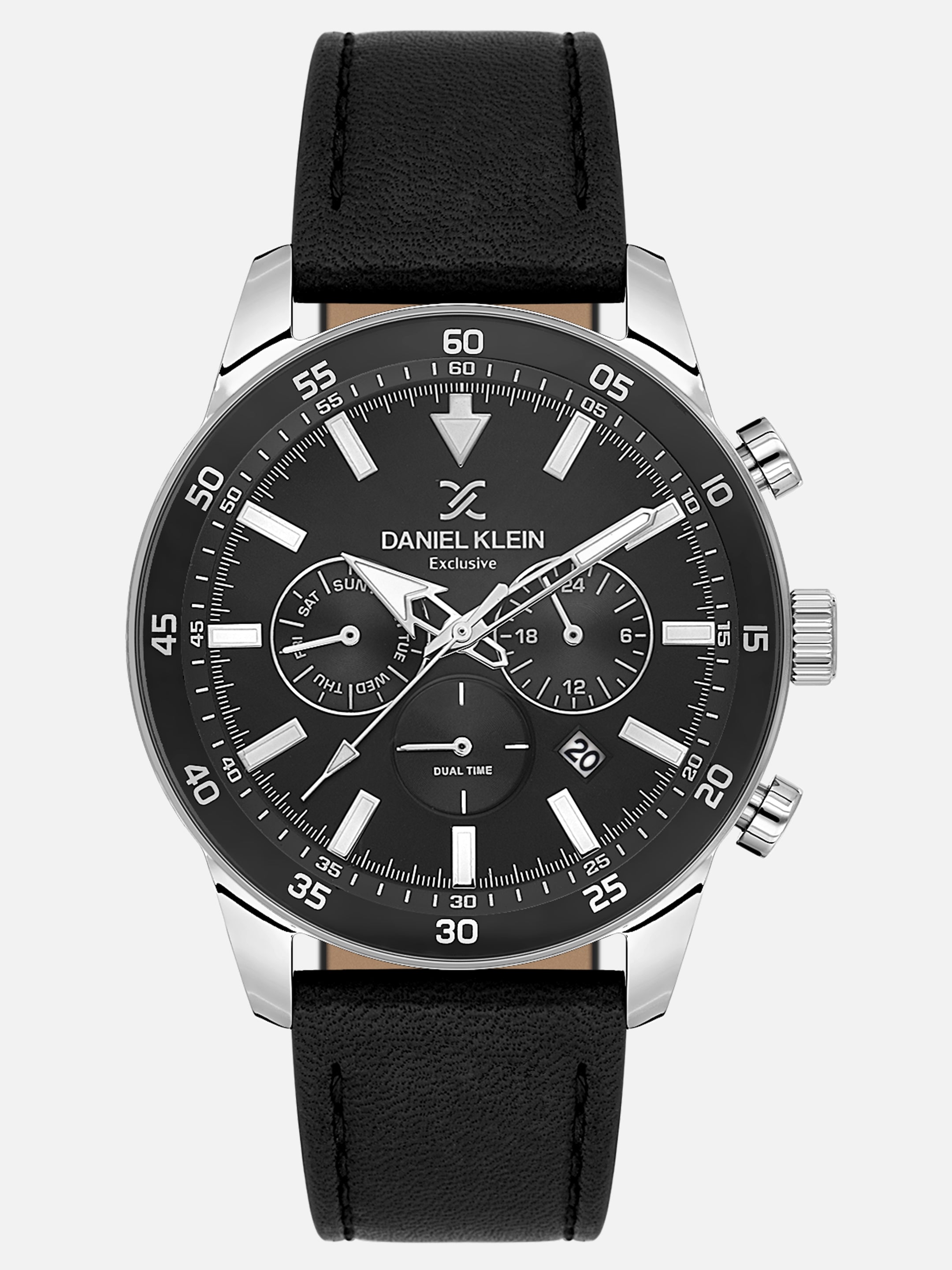 Daniel Klein Analog Black Round Dial Silver Case Black Strap Quartz Water-Resistant Wrist Watch for Men Boys DK.1.14255-1