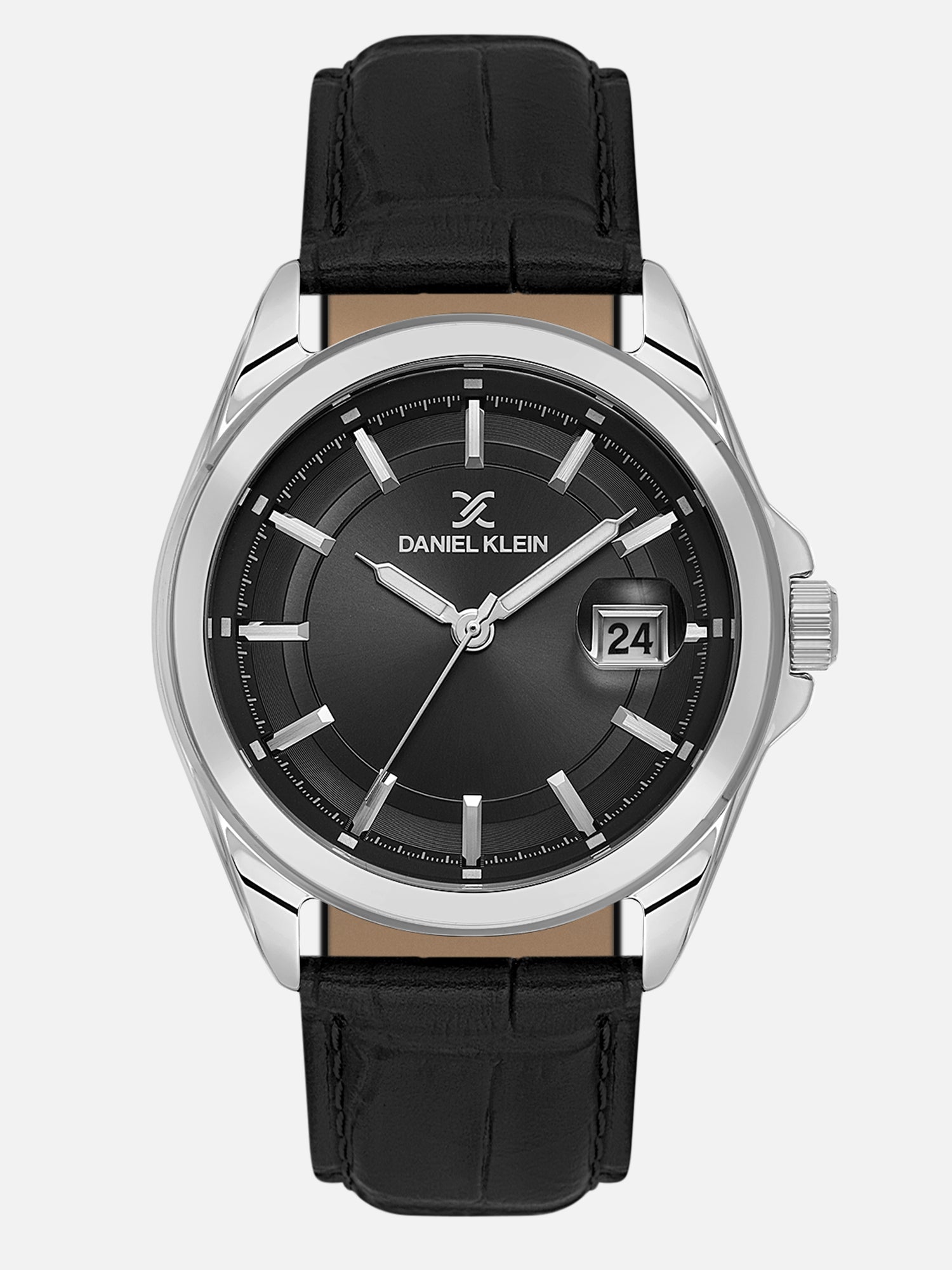 Daniel Klein Analog Black Round Dial Silver Case Black Strap Quartz Water-Resistant Wrist Watch for Men Boys DK.6.14206-1