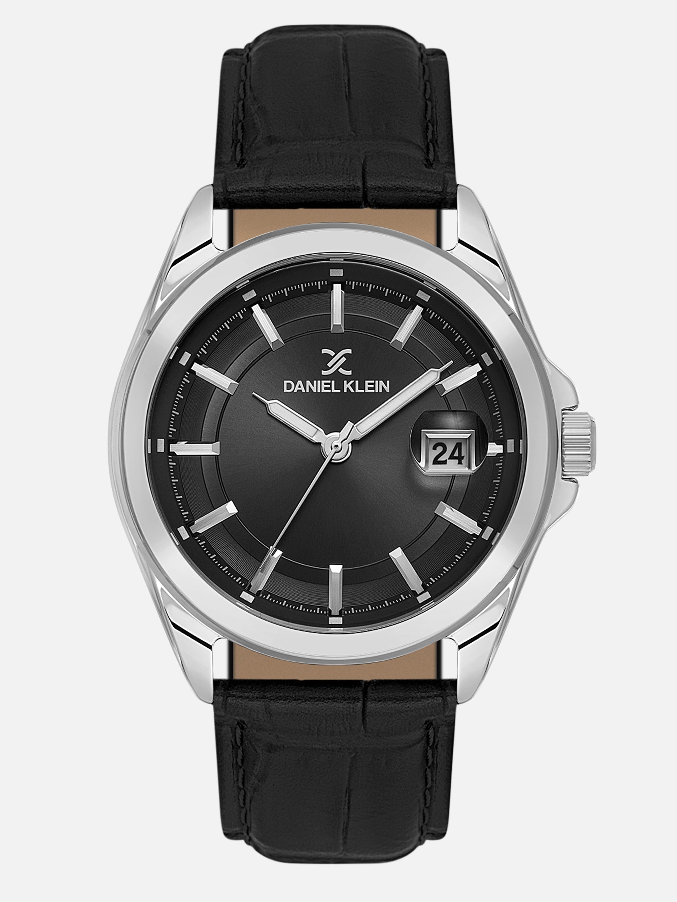 Daniel Klein Analog Black Round Dial Silver Case Black Strap Quartz Water-Resistant Wrist Watch for Men Boys DK.6.14206-1