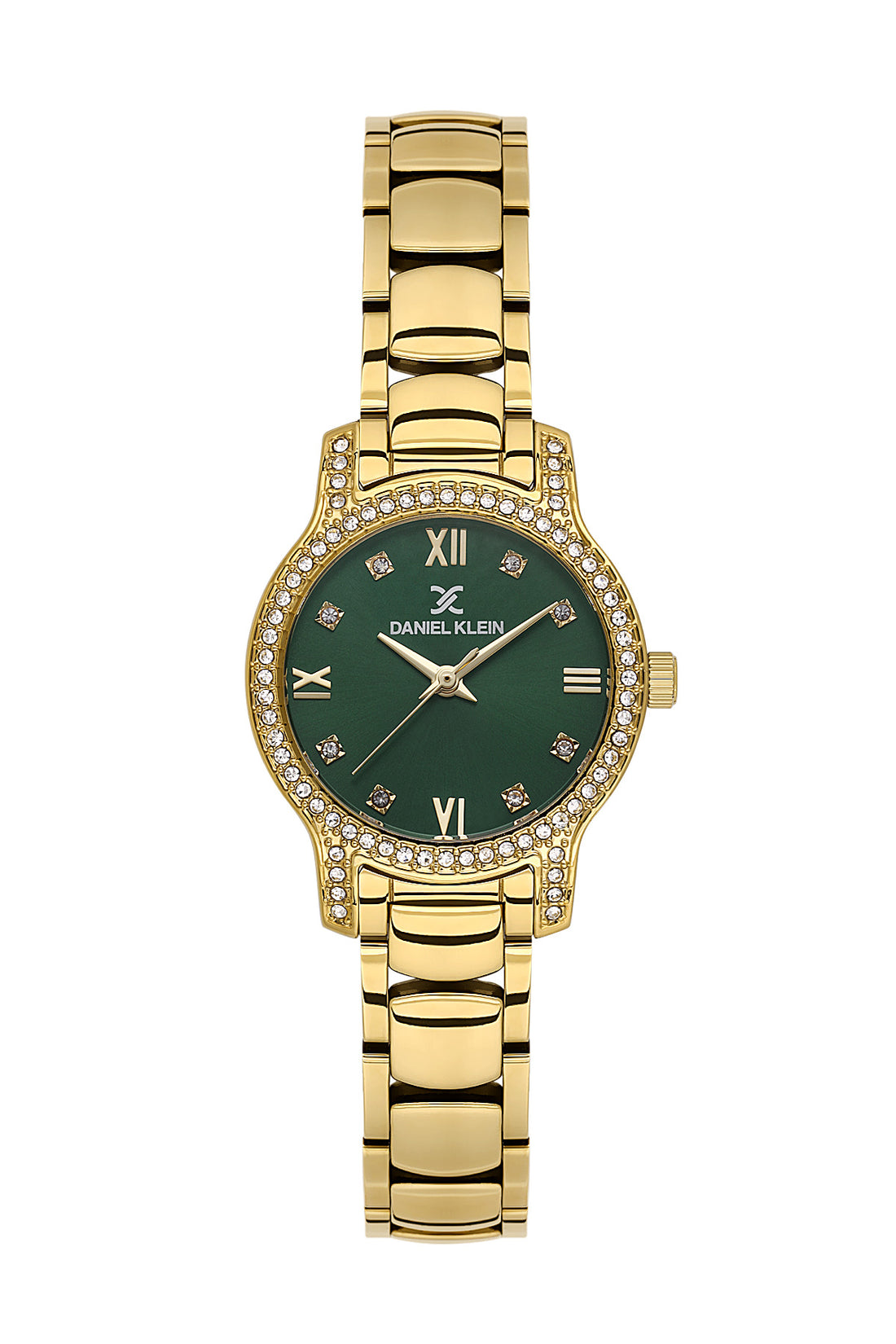Daniel Klein Dark Green Dial Gold Strap Women’s Analog Watch DK.1.14118-2