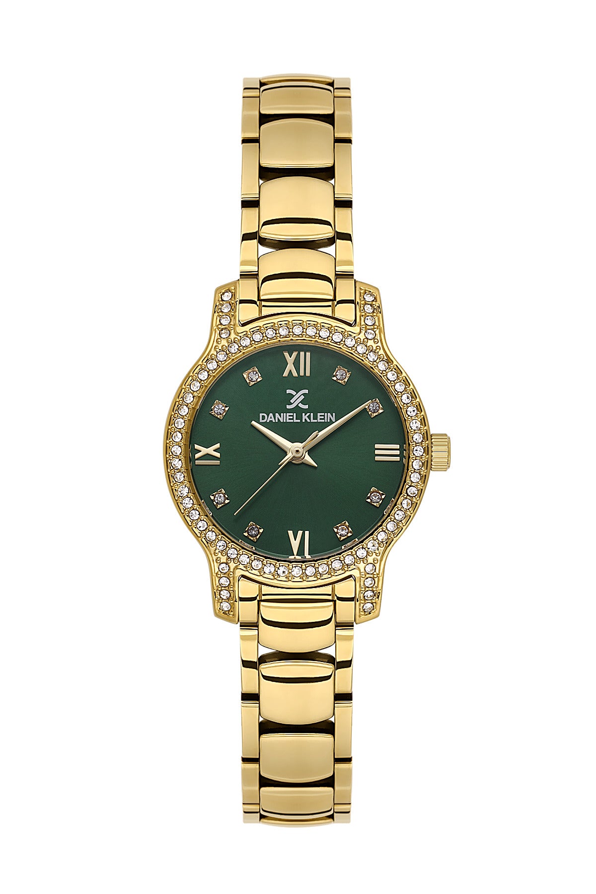 Daniel Klein Dark Green Dial Gold Strap Women’s Analog Watch DK.1.14118-2