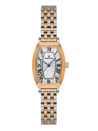 Daniel Klein Analog Silver Round Dial Silver and Rose Gold Case Silver and Rose Gold Strap Quartz Water-Resistant Wrist Watch for Women Girls, Ladies DK.1.14165-6
