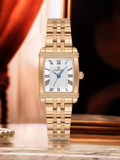 Daniel Klein Silver Dial Pink Rose Gold Strap Women’s Analog Watch DK.1.14115-5