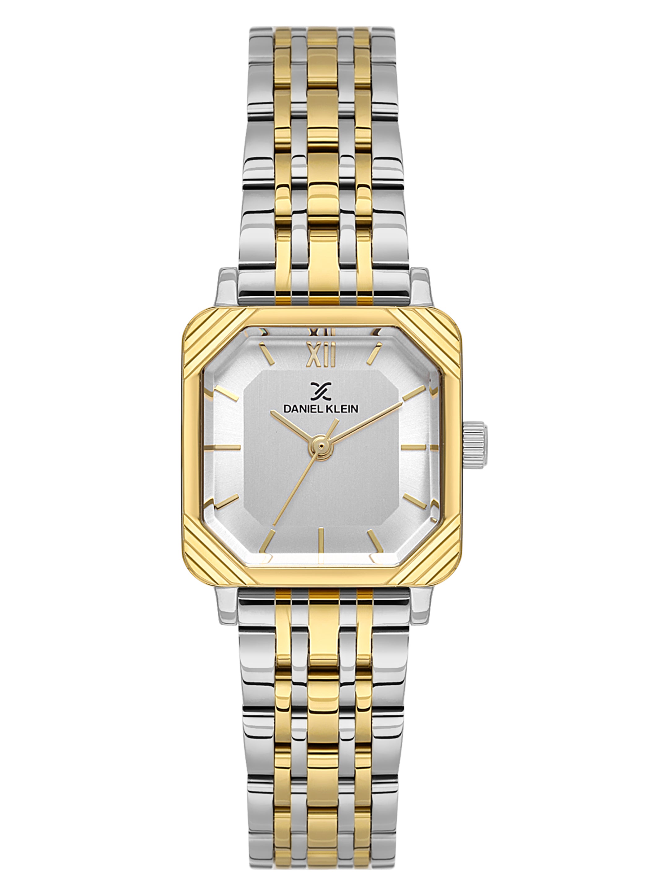 Daniel Klein Analog Silver Round Dial Silver and Gold Case Silver and Gold Strap Quartz Water-Resistant Wrist Watch for Women Girls, Ladies DK.1.14153-4