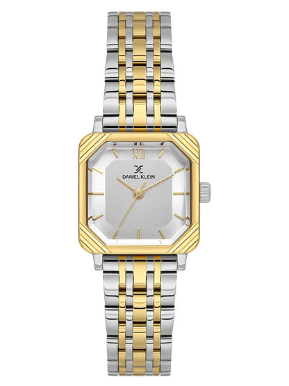 Daniel Klein Analog Silver Round Dial Silver and Gold Case Silver and Gold Strap Quartz Water-Resistant Wrist Watch for Women Girls, Ladies DK.1.14153-4