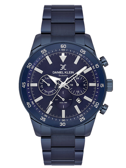 Daniel Klein Analog Blue Round Dial Blue Case Blue Strap Quartz Water-Resistant Wrist Watch for Men Boys DK.1.14256-5