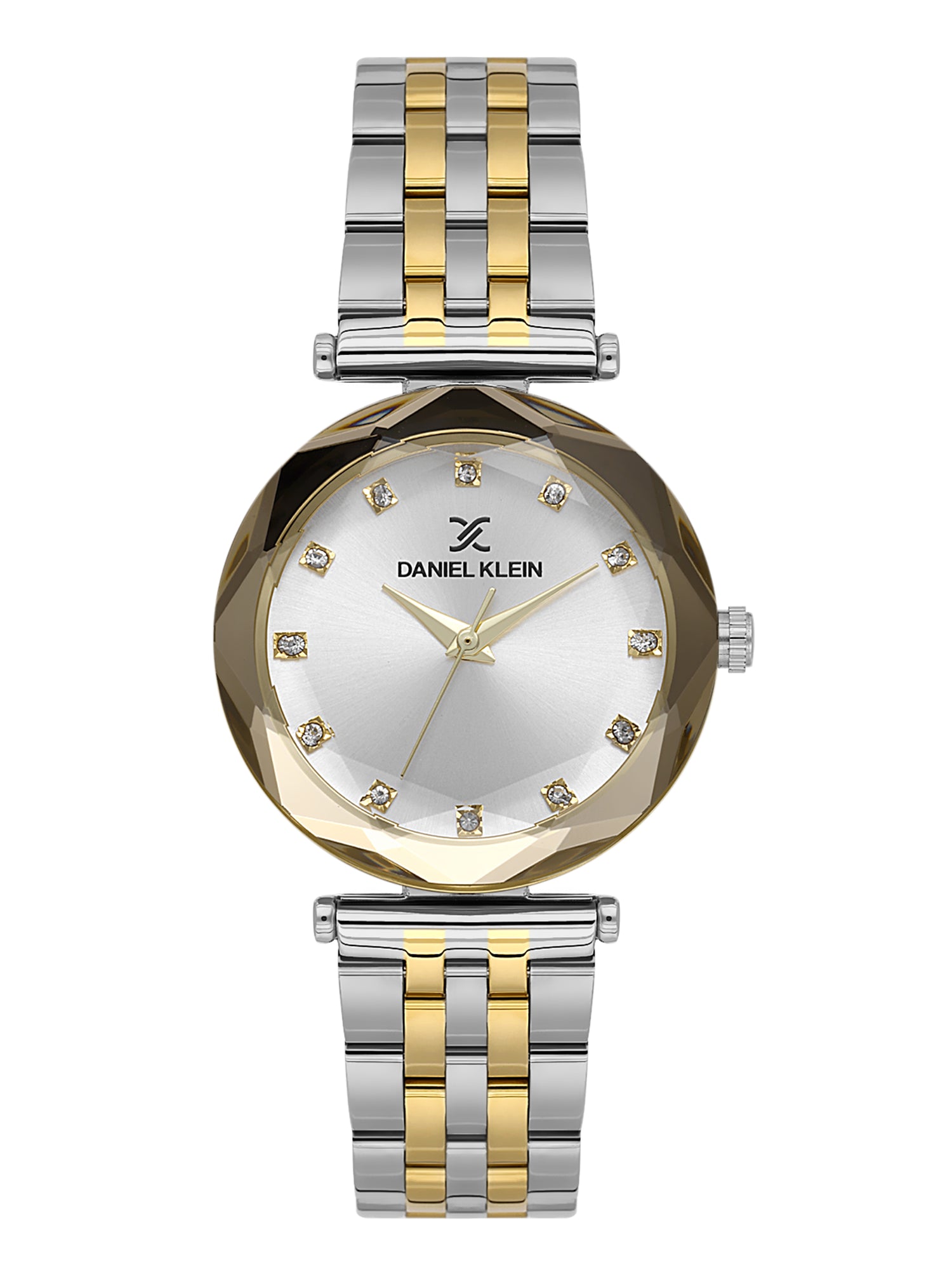 Daniel Klein Analog Silver Round Dial Silver and Gold/Gold Case Silver and Gold Strap Quartz Water-Resistant Wrist Watch for Women Girls, Ladies DK.6.14189-4