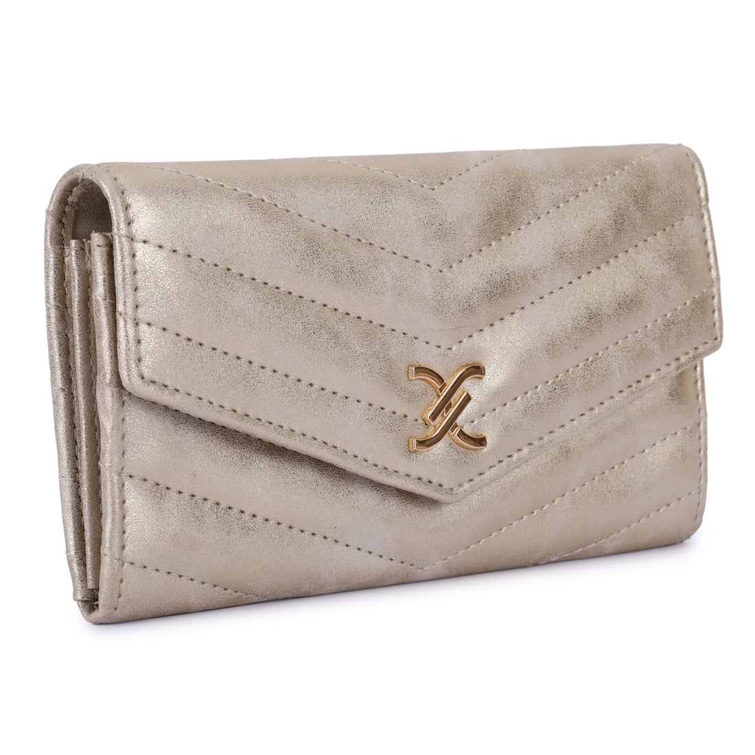 Daniel Klein Women’s Metallic Chevron Wallet – Matt Gold