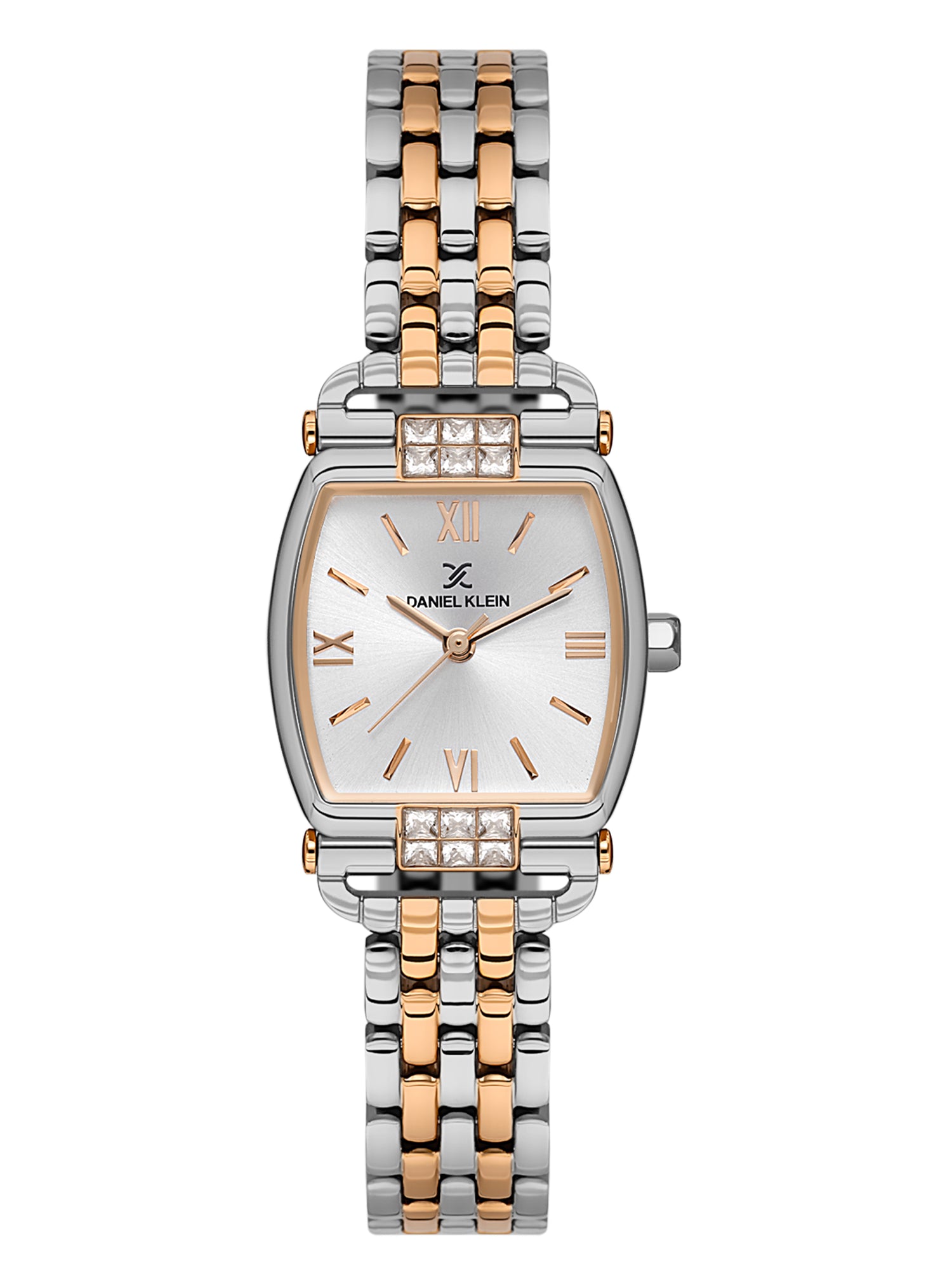 Daniel Klein Analog Silver Round Dial Silver and Rose Gold Case Silver and Rose Gold Strap Quartz Water-Resistant Wrist Watch for Women Girls, Ladies DK.1.14281-6