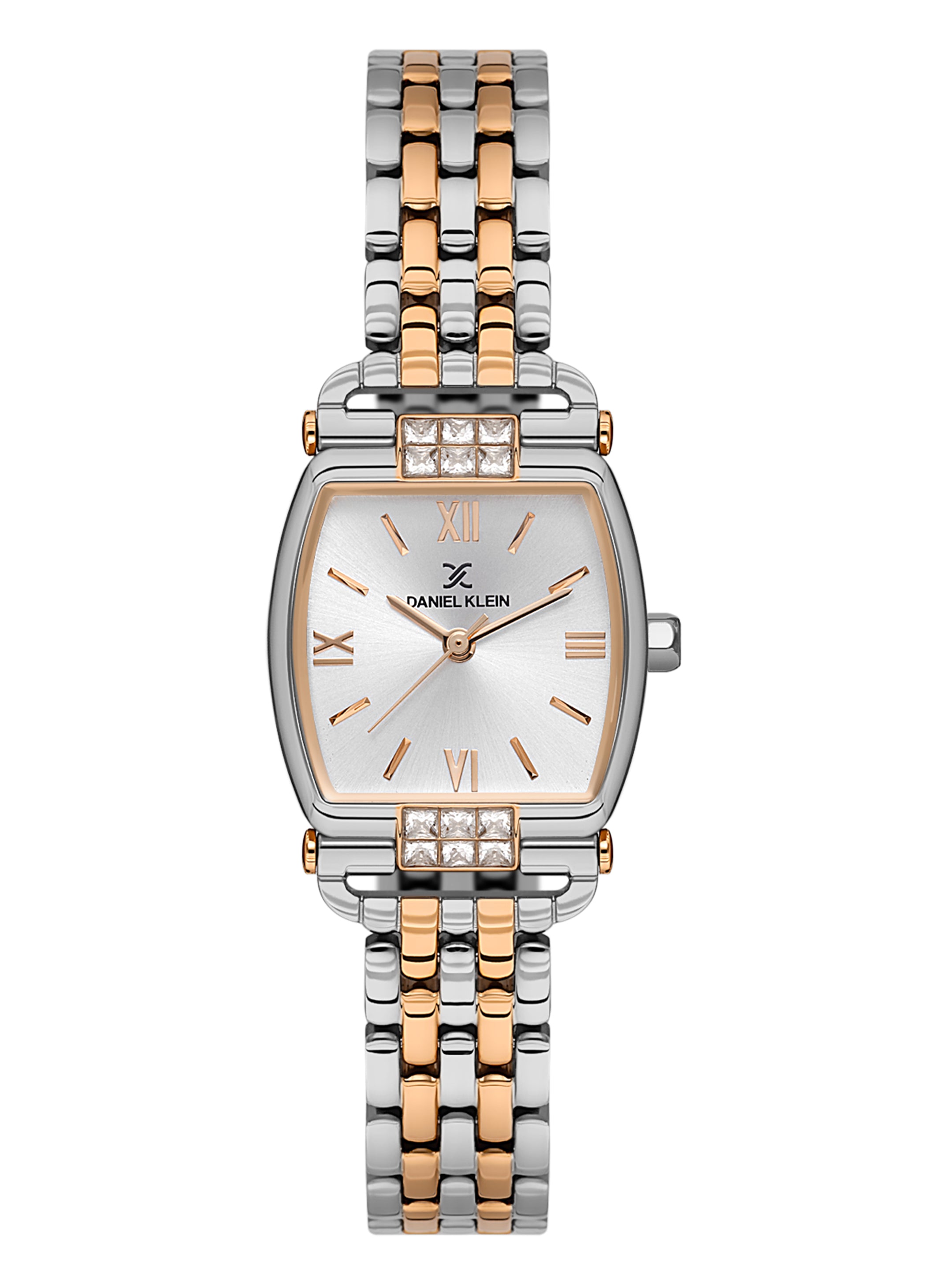 Daniel Klein Analog Silver Round Dial Silver and Rose Gold Case Silver and Rose Gold Strap Quartz Water-Resistant Wrist Watch for Women Girls, Ladies DK.1.14281-6