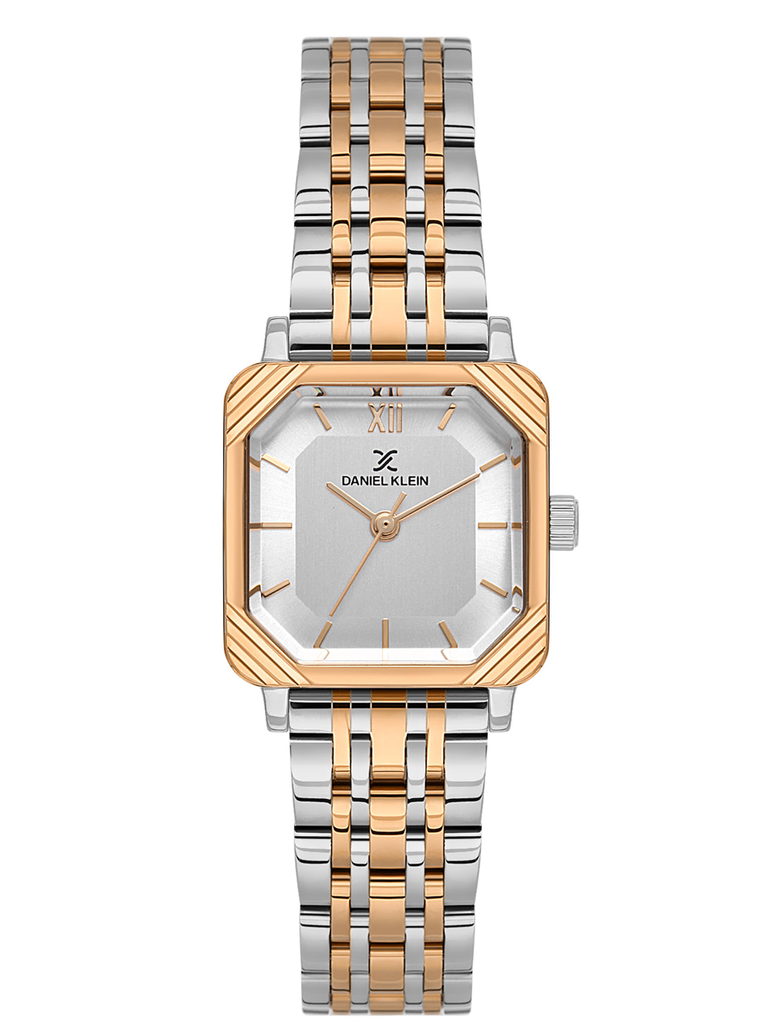 Daniel Klein Analog Silver Round Dial Silver and Rose Gold Case Silver and Rose Gold Strap Quartz Water-Resistant Wrist Watch for Women Girls, Ladies DK.1.14153-6