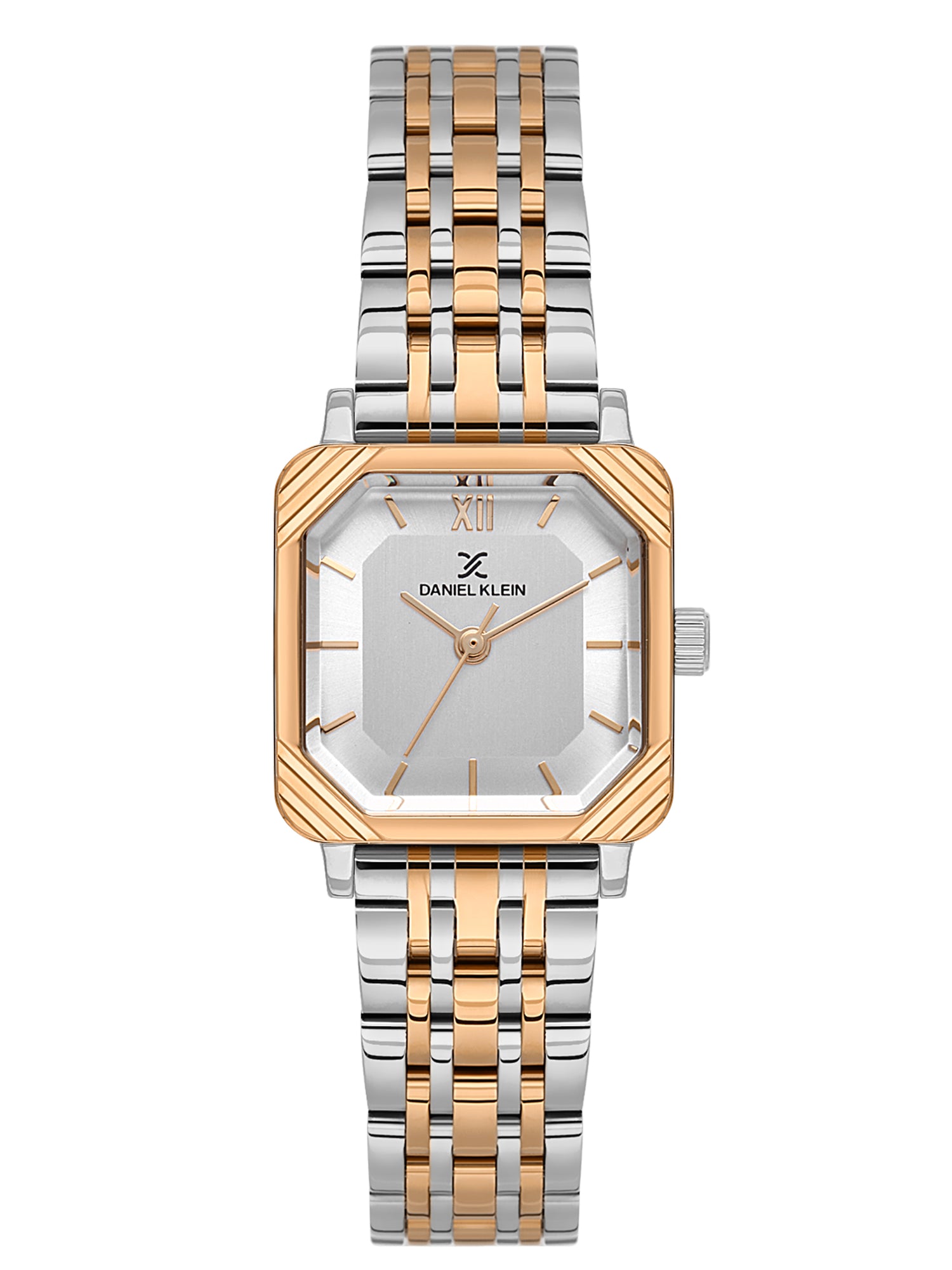 Daniel Klein Analog Silver Round Dial Silver and Rose Gold Case Silver and Rose Gold Strap Quartz Water-Resistant Wrist Watch for Women Girls, Ladies DK.1.14153-6