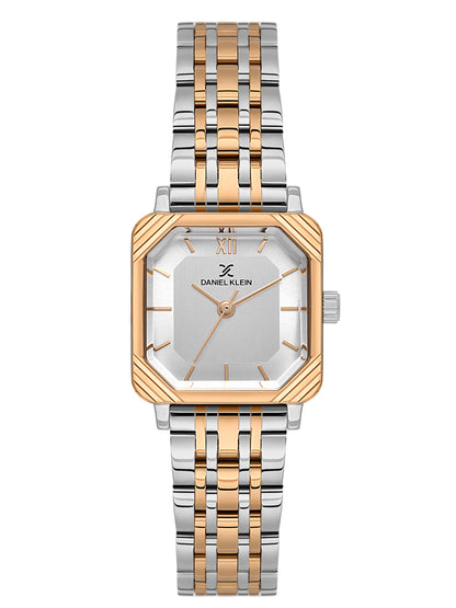 Daniel Klein Analog Silver Round Dial Silver and Rose Gold Case Silver and Rose Gold Strap Quartz Water-Resistant Wrist Watch for Women Girls, Ladies DK.1.14153-6