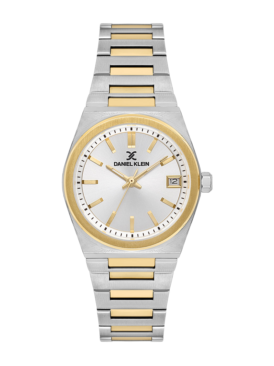 Daniel Klein Analog Silver Round Dial Silver and Gold Case Silver and Gold Strap Quartz Water-Resistant Wrist Watch for Women Girls, Ladies DK.1.14177-5