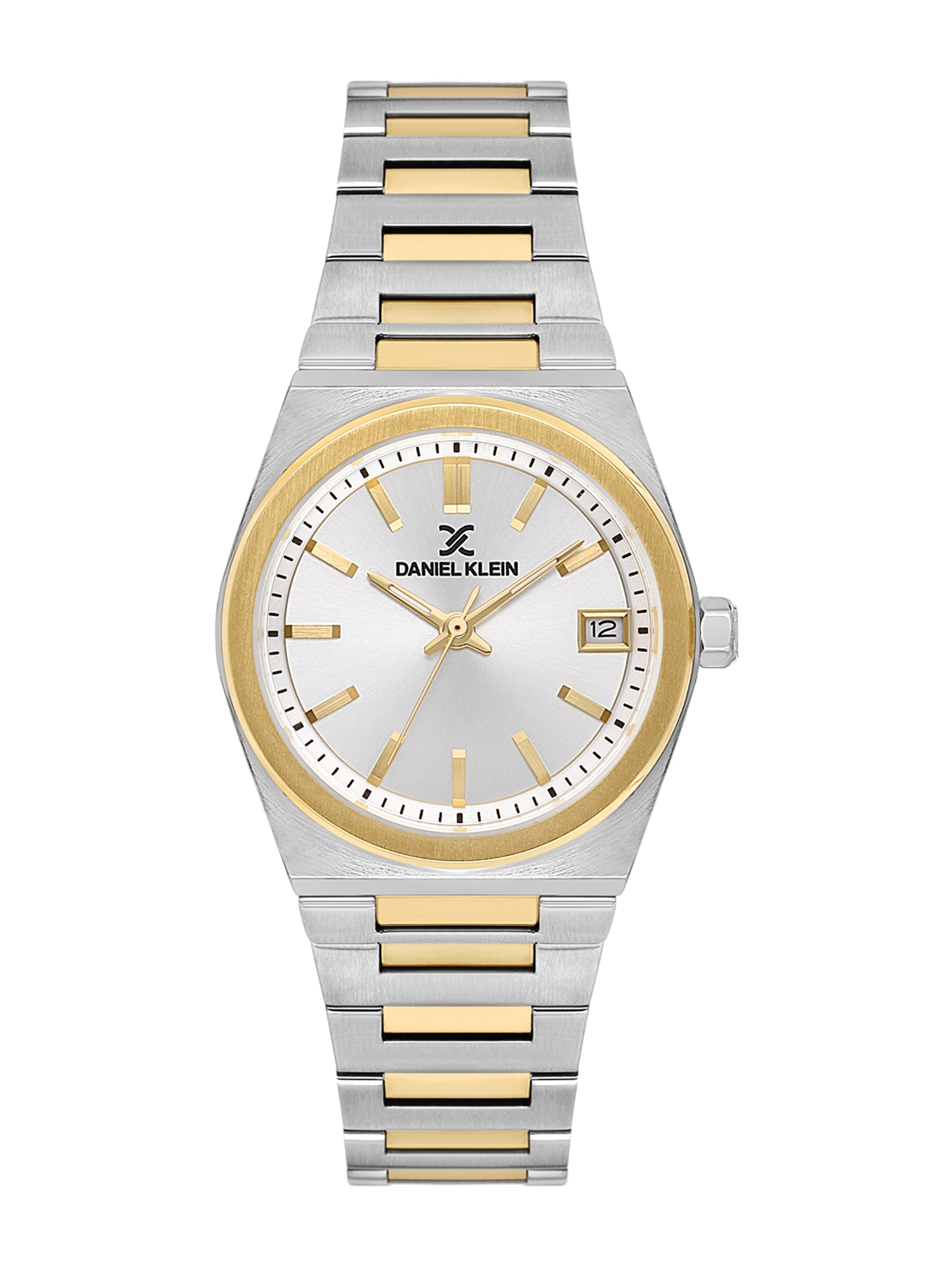 Daniel Klein Analog Silver Round Dial Silver and Gold Case Silver and Gold Strap Quartz Water-Resistant Wrist Watch for Women Girls, Ladies DK.1.14177-5