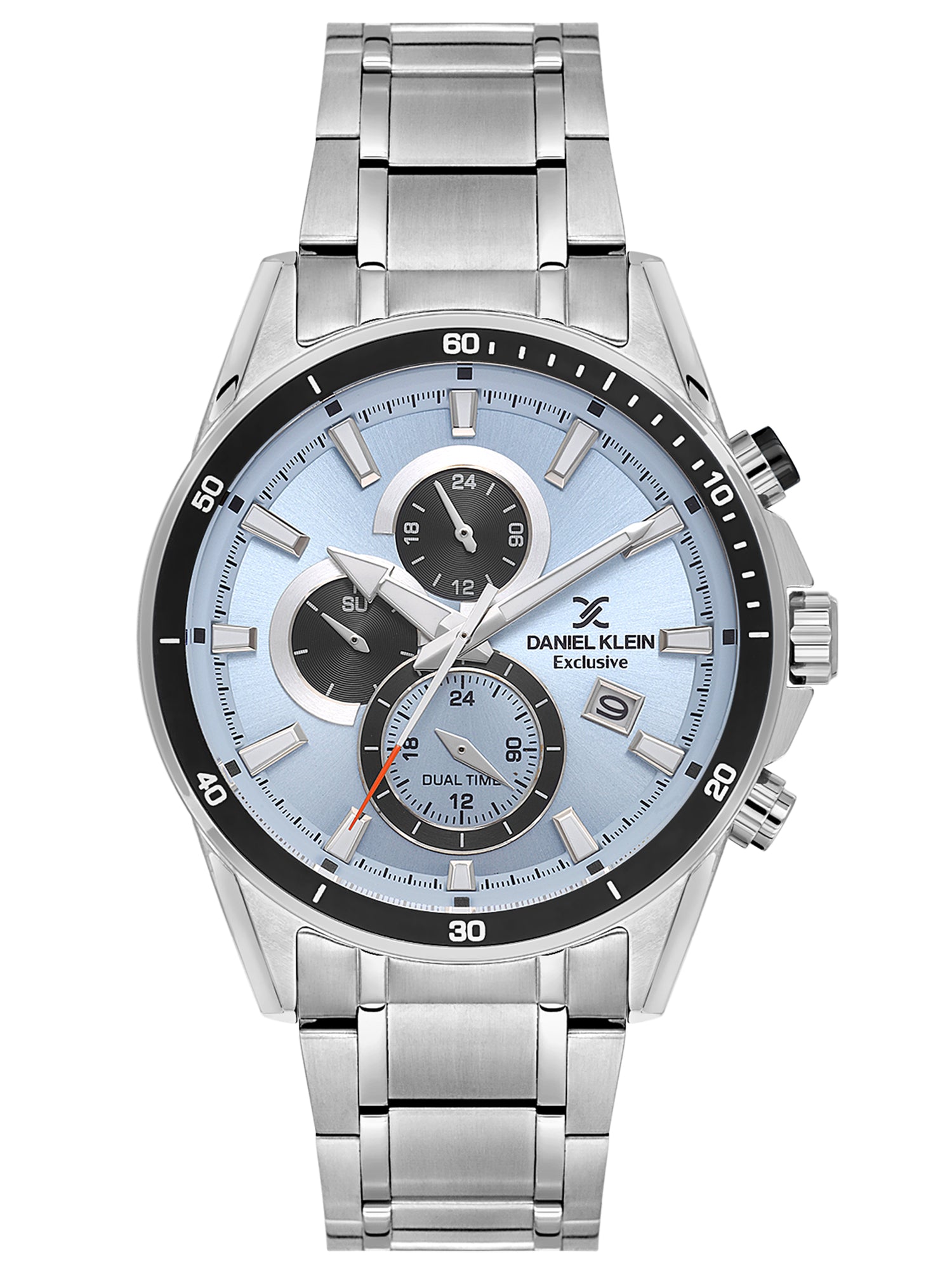 Daniel Klein Analog Blue Round Dial Silver Case Silver Strap Quartz Water-Resistant Wrist Watch for Men Boys DK.1.14247-5
