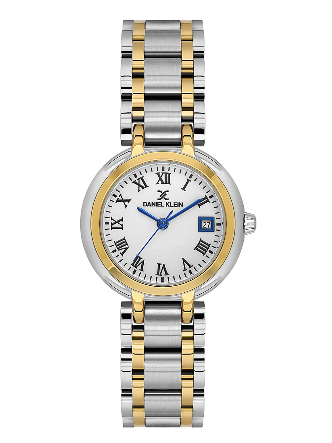 Daniel Klein Analog White Round Dial Silver and Gold Case Silver and Gold Strap Quartz Water-Resistant Wrist Watch for Women Girls, Ladies DK.1.14173-4
