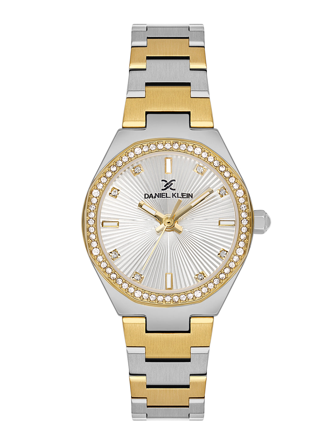 Daniel Klein Analog Silver Round Dial Silver and Gold Case Silver and Gold Strap Quartz Water-Resistant Wrist Watch for Women Girls, Ladies DK.1.14162-5