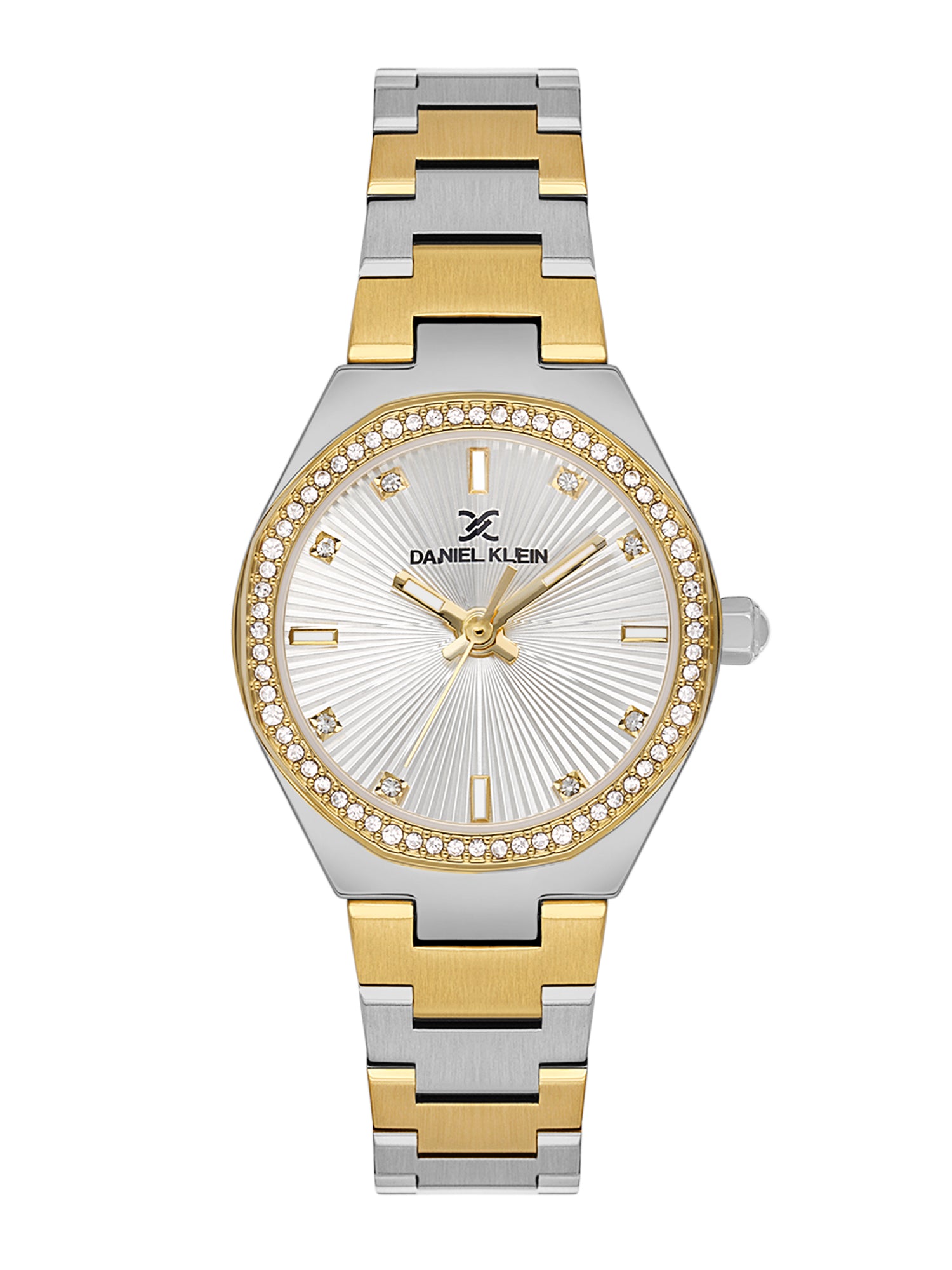 Daniel Klein Analog Silver Round Dial Silver and Gold Case Silver and Gold Strap Quartz Water-Resistant Wrist Watch for Women Girls, Ladies DK.1.14162-5